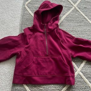 Womens xs/s Lululemon Scuba half zip oversized hoodie in Pomegranate